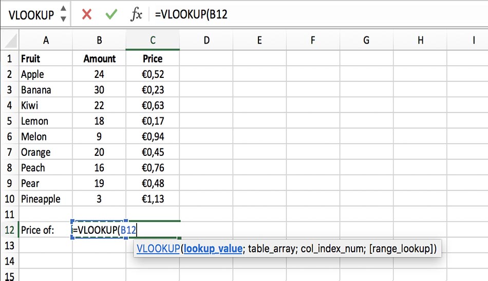 مثال واضح از تابع VLOOKUP