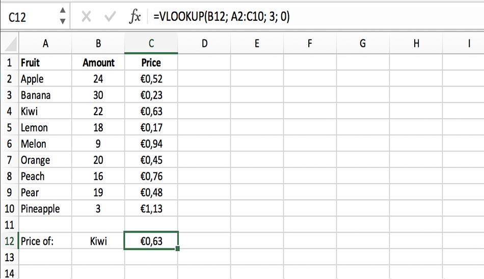مثال واضح از تابع VLOOKUP