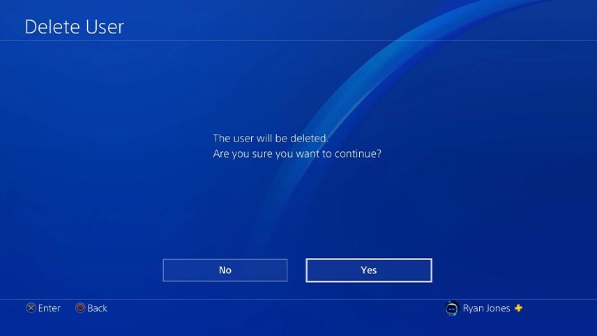 پاك كردن یوزر از ps4