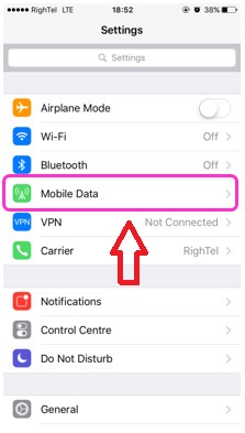 فعال سازی اینترنت رایتل آیفون