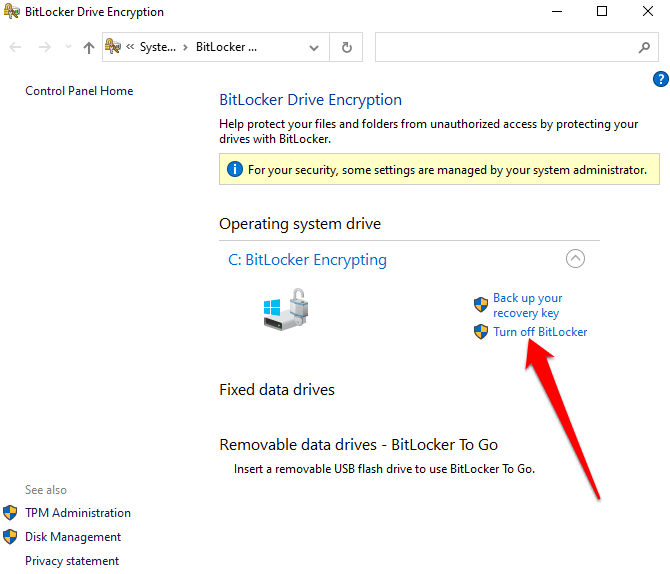 رفع مشکل bitlocker در ویندوز 11
