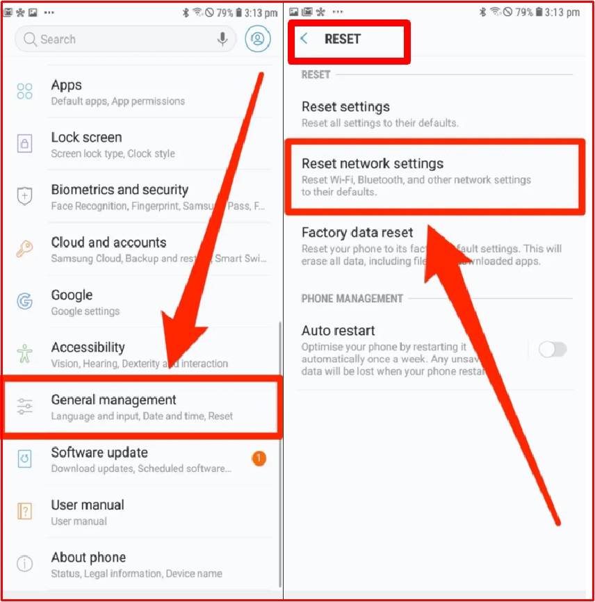 بازنشانی تنظیمات شبکه / رفع ارور not registered on network