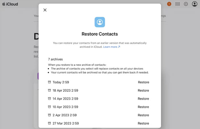 بازیابی شماره های پاک شده آیفون از سایت iCloud