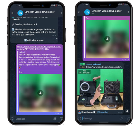 ربات LinkedIn video downloader
