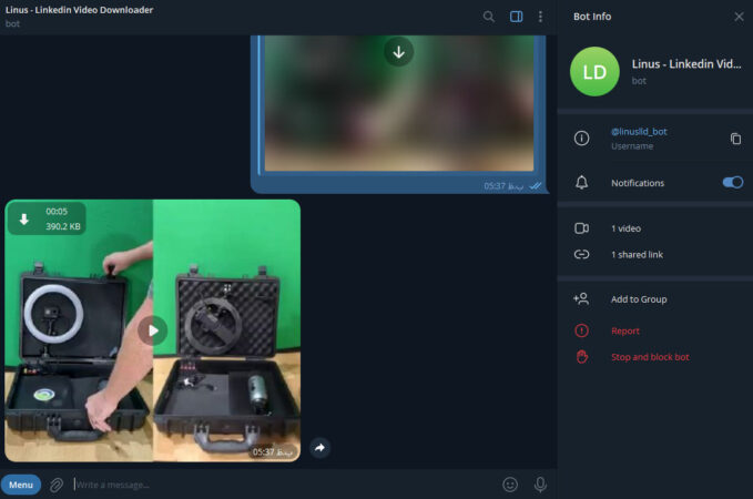 ربات Linus – LinkedIn Video Downloader