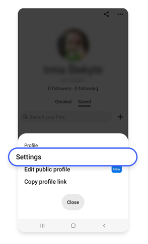 حذف اکانت Pinterest