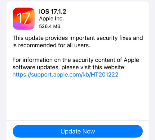آپدیت کردن به ios 17