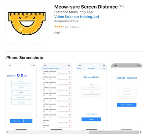 برنامه Meow-sure Screen Distance