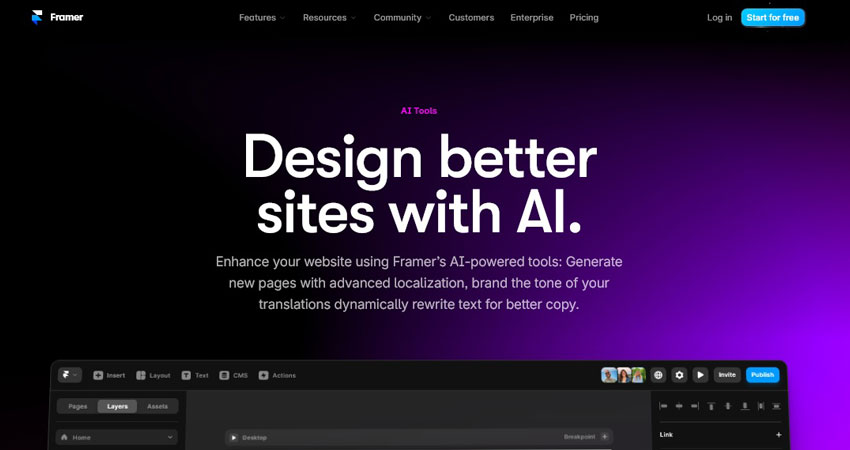 ابزار طراحی سایت با هوش مصنوعی Framer