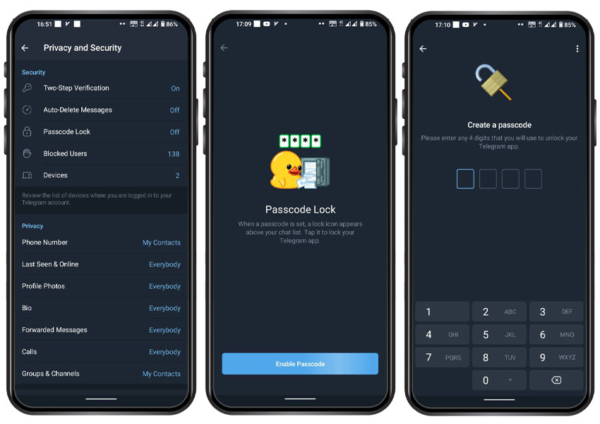 افزایش امنیت تلگرام با پسورد لوکال