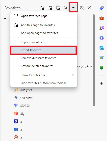 بکاپ گیری برای انتقال و دریافت بوک مارک ها در Edge