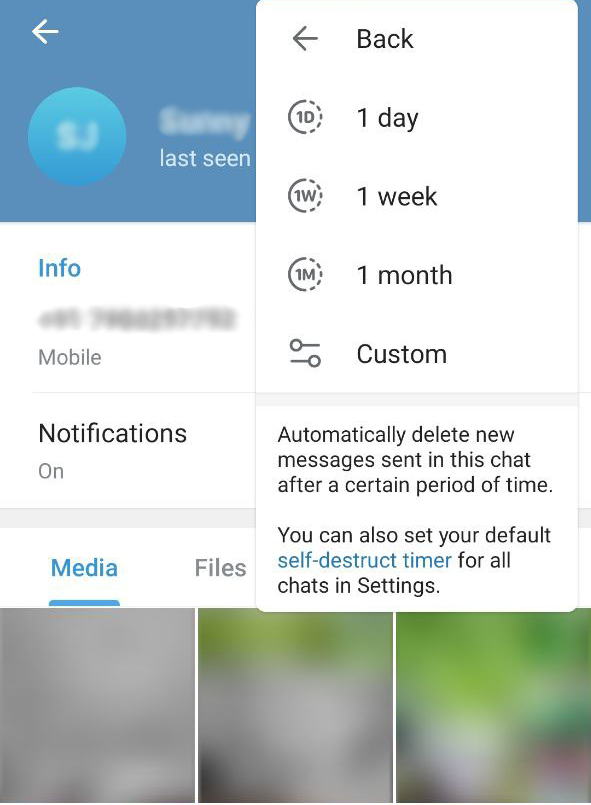 حذف خودکار پیام در تلگرام