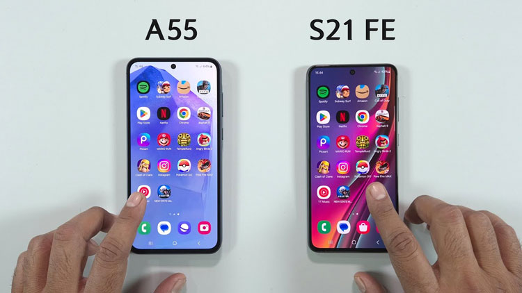 تفاوت گلکسی A55 با S21 FE از نظر نرم افزاری