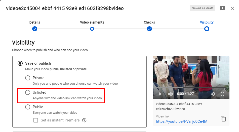 ویدیوی لیست نشده در یوتیوب