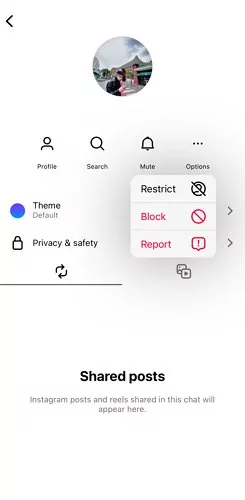 قابلیت restrict اینستاگرام